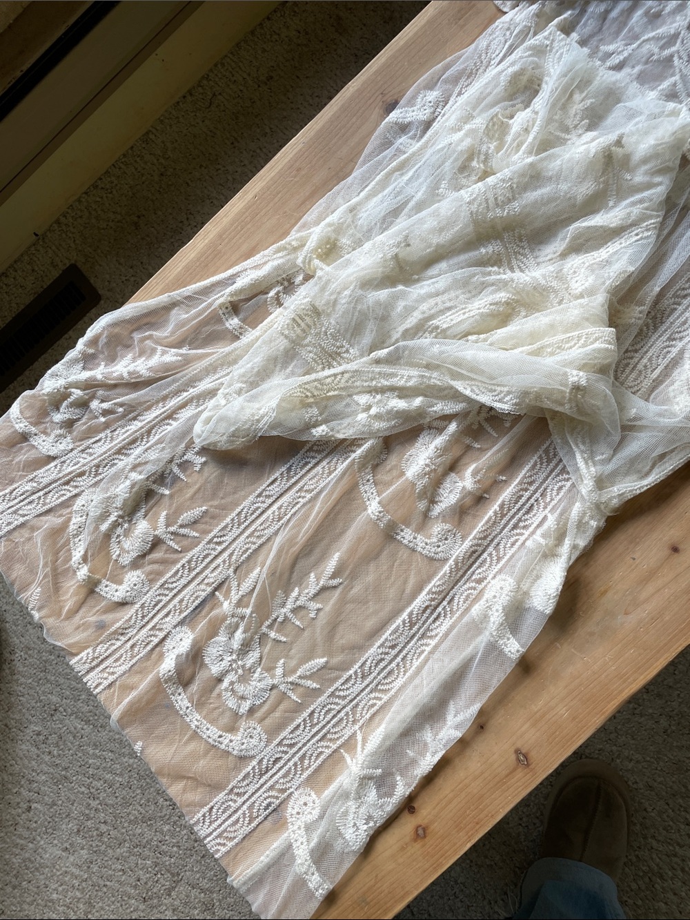 Woven Heart Ivory Sheer Embroidered Boho Lace Swim Dress Cover - Picture 7 of 9